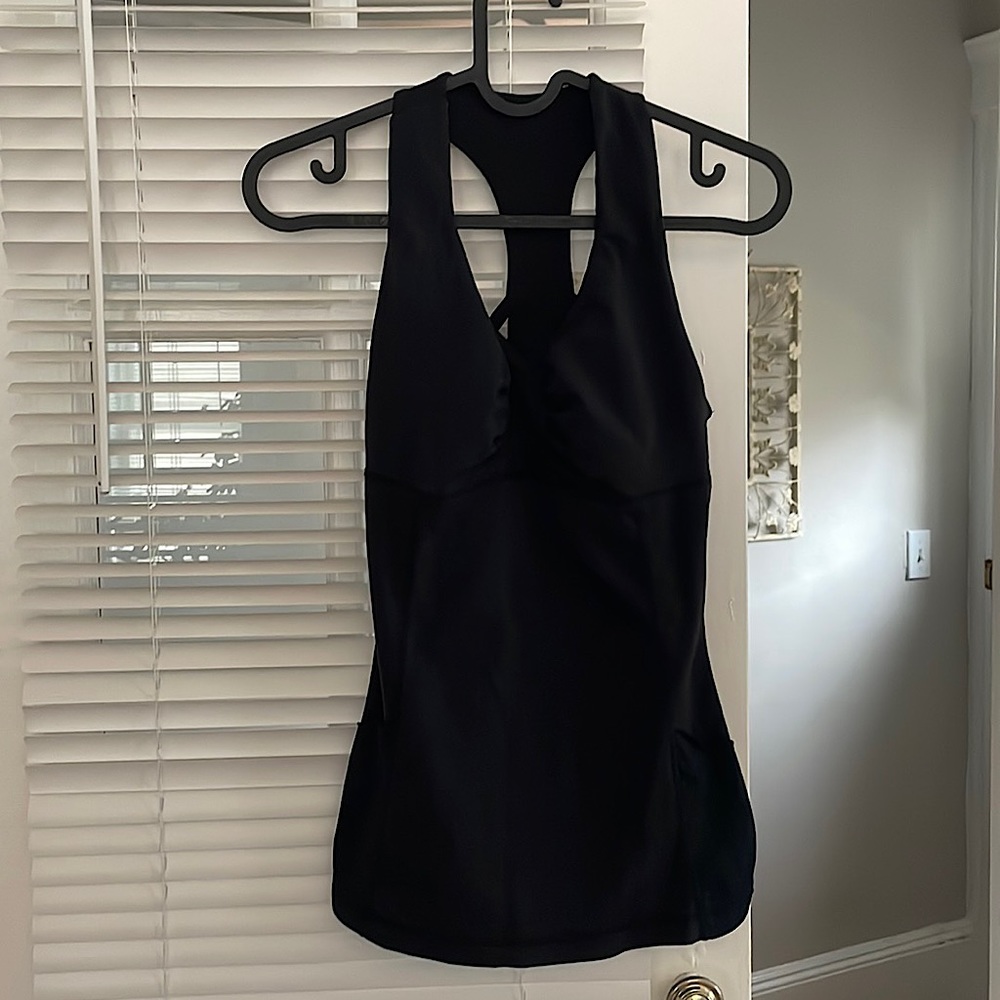 California livin’ black racer back work out tank, built in sports bra, sz XS